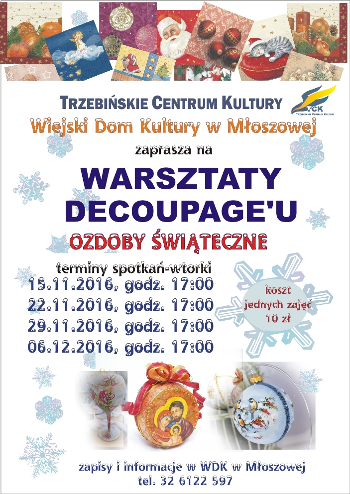 Świąteczne warsztaty decoupage'u - WDK w Młoszowej