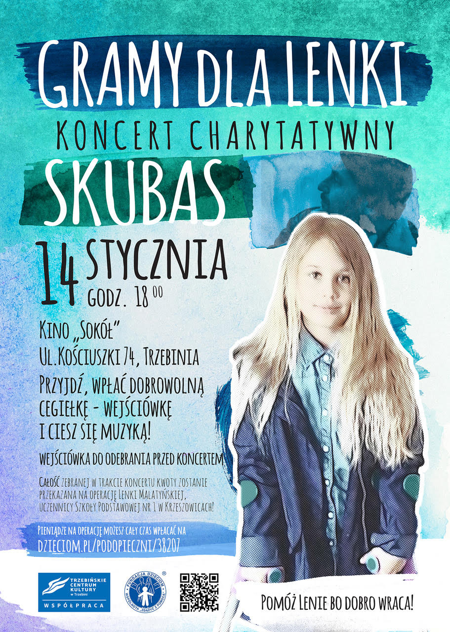 plakat reklamujący koncert Skubasa i pomoc Lence